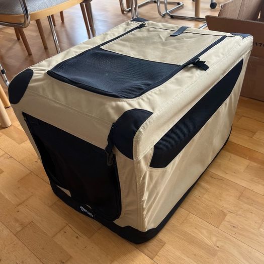 Portable Soft-Sided Folding Travel Crate Kennel for cat, dog, and other small animals, Tan,
