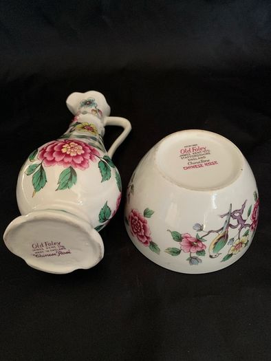 Vintage old Foley Chinese rose vase & bowl