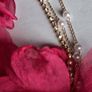 Fuchsia Pink Clip On Tassel Chain Crystal & Pearl Earrings Image 6
