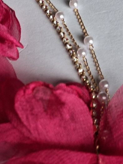 Fuchsia Pink Clip On Tassel Chain Crystal & Pearl Earrings