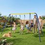 Kids Outdoor Swing Set with 2 Seats & Glider, A-Frame Swingset for Children Ages 3-10, Supports 440lbs - Ideal Playground Sets for Backyards & Gardens | Ideal centerpiece for weekend family gatherings and holiday celebrations in the courtyard Image 8