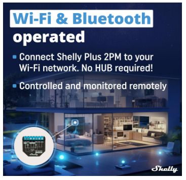 2 x Shelly plus 2PM, Power Metering Switch - Wi-Fi-operated smart switch, 2 channels 16A total current