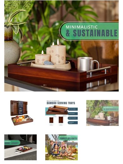 Brand new serving tray set. Bamboo. Brand new
