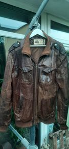 mens large brown leather bomber jacket