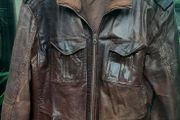 mens large brown leather bomber jacket