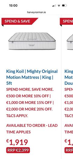 King size bed and mattress