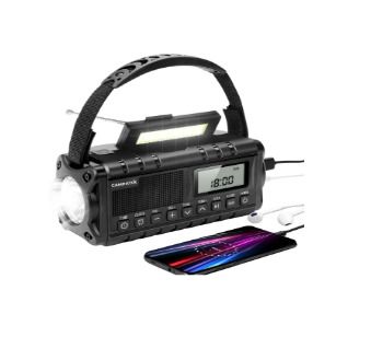 Crank Radio with Solar & Hand Crank, Emergency Radio with 20,000 mAh Power Bank, Outdoor, Camping & Survival, AM/FM Radio with LCD Display