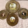 Set of 4 Antique French Brass/Hand-Painted Porcelain Wall Plaques Image 2