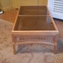 mid century bamboo coffee table clear glass Image 4