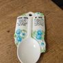 vintage Ceramic 1970s "Kitchen Prayer" and "My House" spoon rest or wall plaque featuring blue and green floral designs. 8.25" tall. Image 2