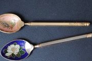 Vintage gold tone enamel cloisonne souvenir spoons
