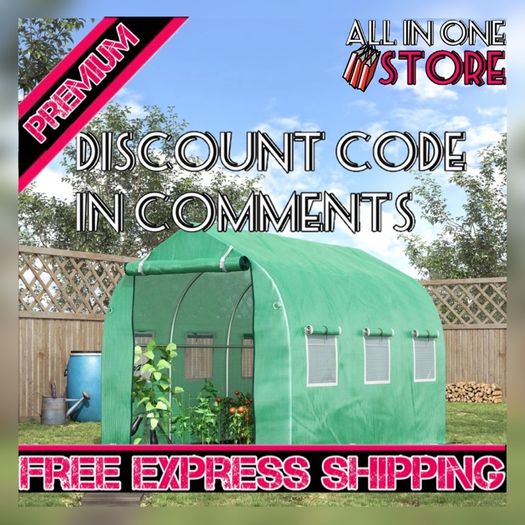 3x2 m Polytunnel Walk-in Greenhouse-Green (FREE SHIPPING)
