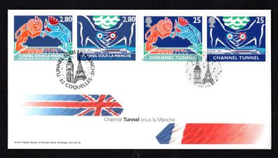 1994 Great Britain & France dual issue Channel Tunnel Commemorative Stamp First Day Cover (FDC).