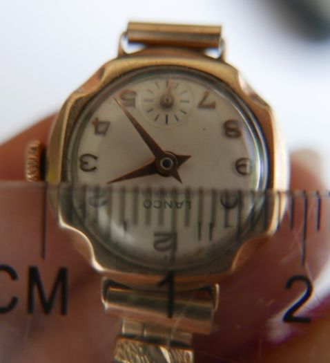 Vintage 1920s Solid 9Ct Gold 375 Lanco 15 Jewel Cased Ladies Manual Wristwatch (works well)