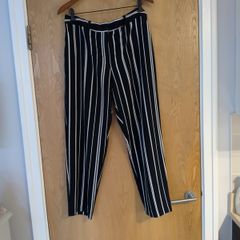 Dunnes Stores Navy /White Stripe Trousers.  Size 14. New - No Tag.