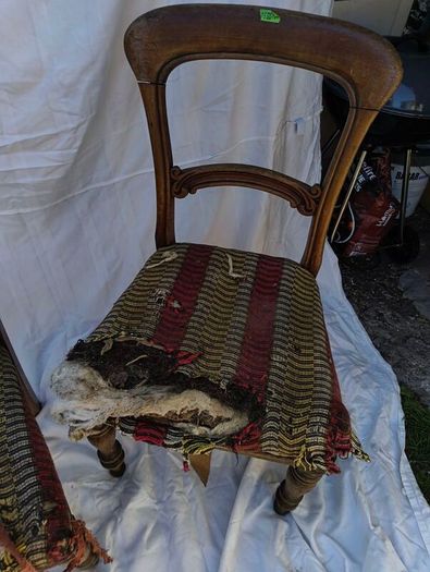 pair of Victorian dining chairs needing restoration