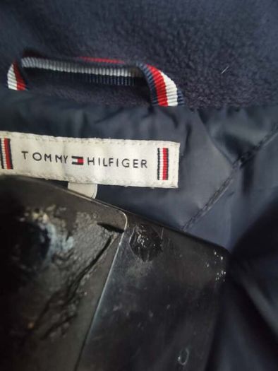 Tommy Hilfiger navy puffer jacket with faux fur hood