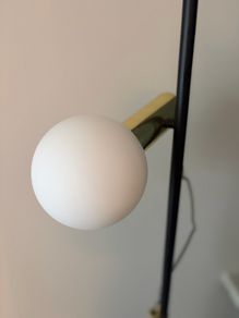 Made.com Modern Floor Lamp. Black & Brass with Frosted Glass Globe