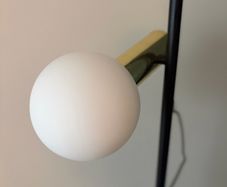 Made.com Modern Floor Lamp. Black & Brass with Frosted Glass Globe