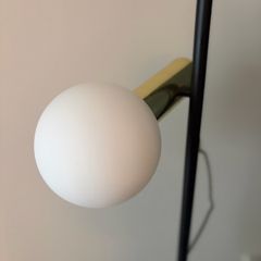 Made.com Modern Floor Lamp. Black & Brass with Frosted Glass Globe