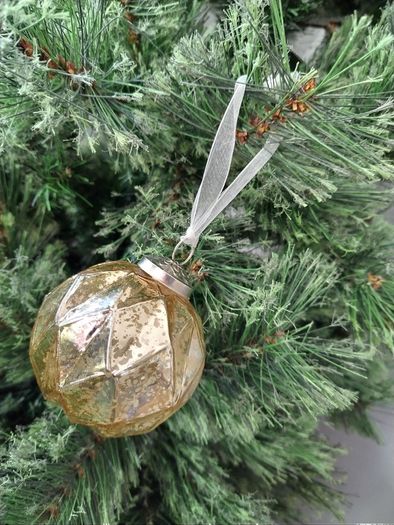 Box of x12 Gold Speckle Geometric Style Glass Christmas Baubles