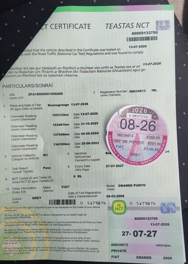 Fiat Punto 2006, NCT till 07/2027