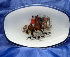 Hunt scene  glass serving platter