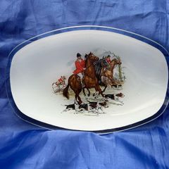 Hunt scene  glass serving platter