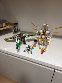 lego ninjago 3 minifigs a dragon and a mech