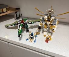 lego ninjago 3 minifigs a dragon and a mech