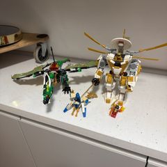 lego ninjago 3 minifigs a dragon and a mech