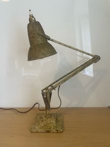 Antique Herbert Terry scumble glaze anglepoise desk lamp 1227 c1930s