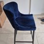 2 X Navy Blue Velvet Quilted Bar Stools Image 2