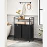 Laundry basket with 2 compartments  laundry basket, laundry collector, 2 compartments, 2 shelves, metal frame, 2 x 46 litres, 73 x 33 x 91 cm, vintage brown- Image 2