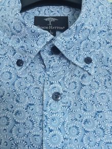 PRICE DROP, "FYNCH HATTON",Super soft Print, Size Large men's short sleeve shirt,