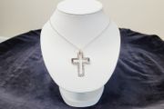 Solid Sterling Silver 925 Cross Pendant &amp; Chain Necklace - 45cm, 7.16g