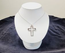 Solid Sterling Silver 925 Cross Pendant & Chain Necklace - 45cm, 7.16g