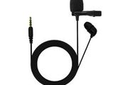 Auxiliary Omnidirectional Lavalier Microphone, Earphone For calls, Video Conferences, And Monitoring, Black, Small