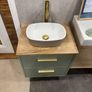 Sage Green Vanity Unit with Countertop Basin and Gold Tap Image 3