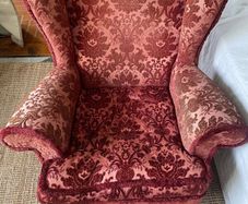 Antique wing chair red and elegant cond. fair
