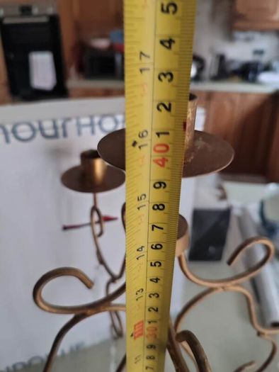 Gold color Painted Wrought iron Wall Candle Holder for 5 Candlesticks