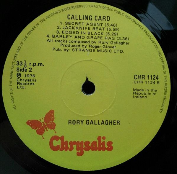 Rory Gallagher Calling Card Vinyl Irish Pressing Rock