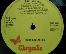Rory Gallagher Calling Card Vinyl Irish Pressing Rock