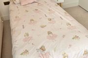 Pink Single bed frame and mattress + side table &amp; lamp
