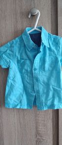 blue  boy shirt 12/18 months cotton linen