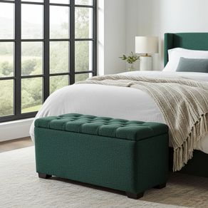 Elegance Storage Ottoman Boucle Upholstery, Modern Bench, Custom Color & Size