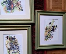 Beautiful Set of 3 Framed "Country Comicals" Prints by Linda Birkinshaw