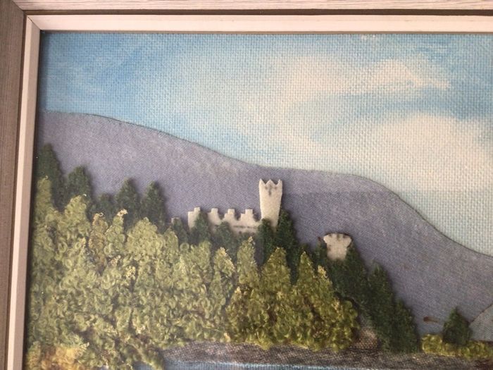 Vintage 1960s landscapes of ireland oil and handwoven tweeds picture K.C.Colohan framed
