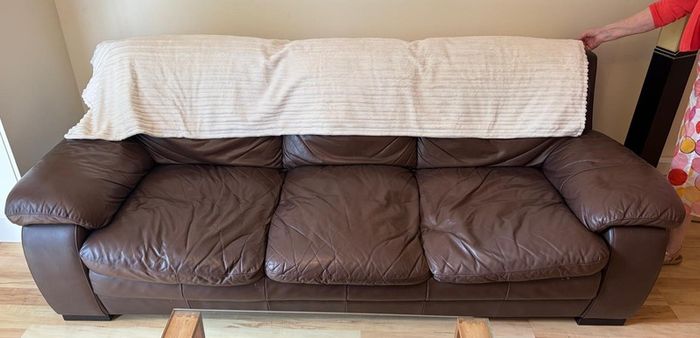 Brown leather 3-seater and 2-seater sofas (sold separately or together; open to offers)
