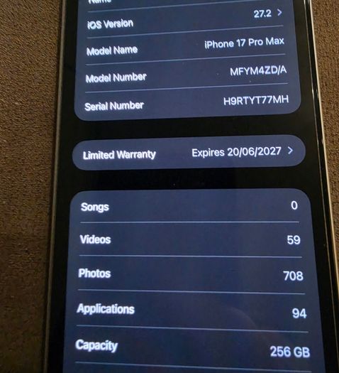 Apple iPhone 17 pro max 256gb with long warranty